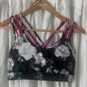 Floral Black Sports Bra